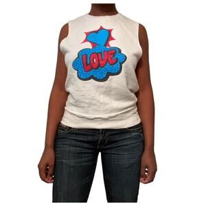True NYC Sleeveless Love Pop Art Graphic Print Top, Small